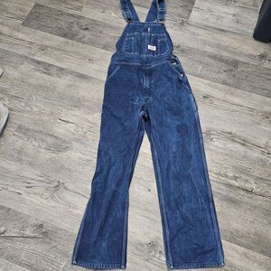 Round House Bib Overalls Mens 34 X 30 Denim Pockets Carpenter Workwear Utility